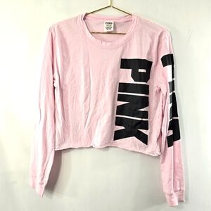 Victorias Secret Campus Long Sleeve Big Hit Logo Monogram PINK VS Tee NWOT Sz S